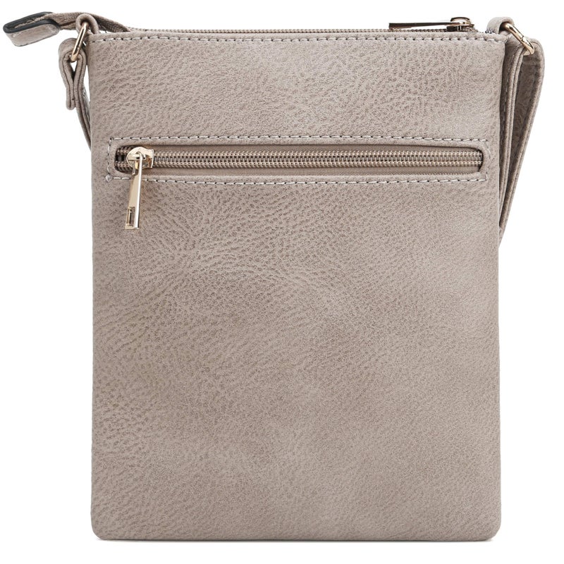DELUXITY | Crossbody Purse Bag | Functional Multi Pocket Double Zipper Purse | Adjustable Strap | Medium Size Purse | Taupe - Image 2